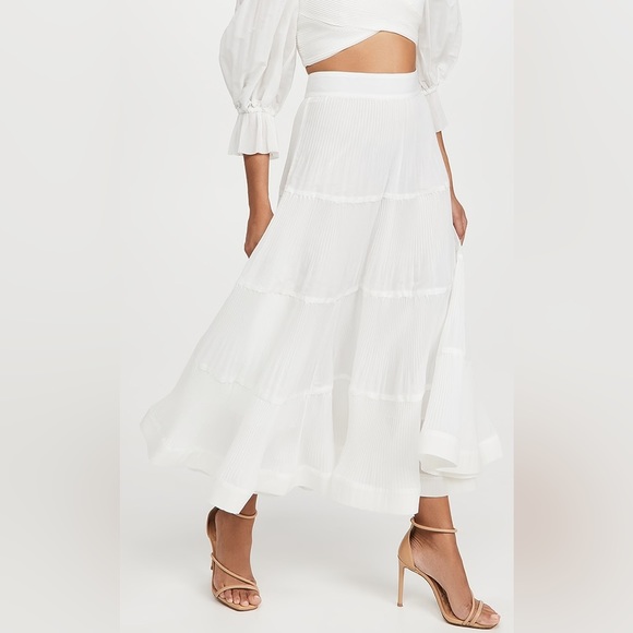 NWT! Zimmermann 
Pleated Midi Skirt 
Pearl, Size: 00 - Picture 2 of 7